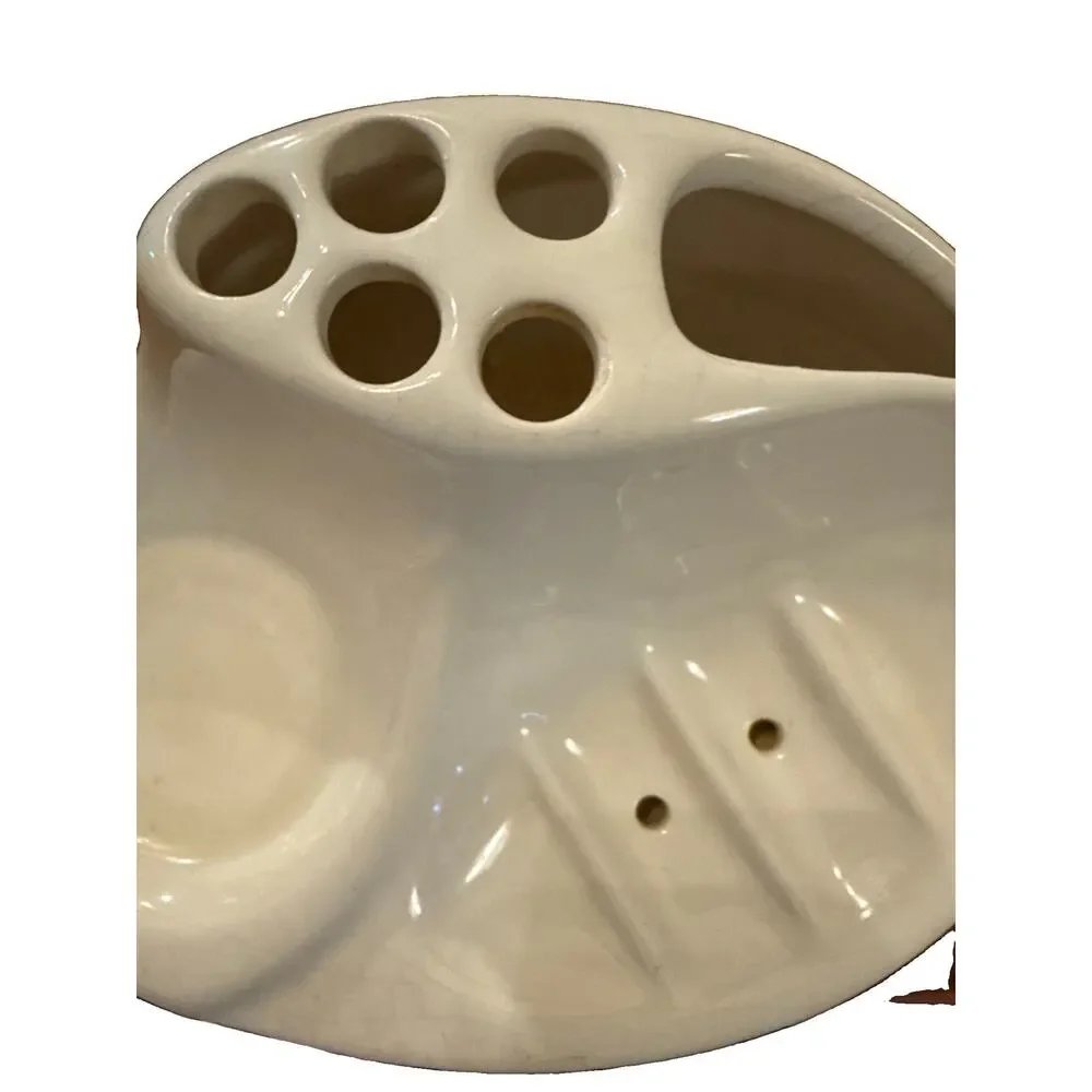 Vintage Ceramic Bathroom Sink Caddy toothbrush holder, Cup Holder, soap dish